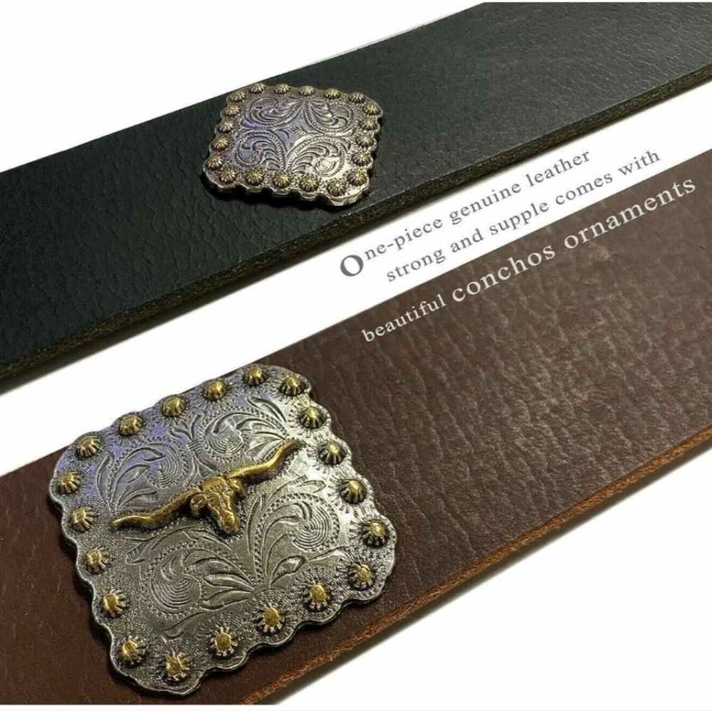 Leather longhorn steer belt buckle concho belt. PLEASE MESSAGE ME WI…